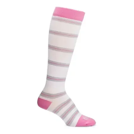 Motif Medical – Maternity Compression Socks Knee High X-Large White / Pink / Gray Closed Toe – AAB0002-04