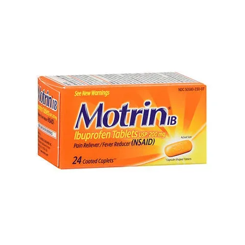 Motrin, Ib Ibuprofen Coated Caplets, 200 Mg, 24 Tabs