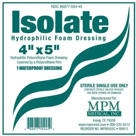 MPM Isolate – Foam Dressing 4 X 5 Inch Rectangle Non-Adhesive without Border Sterile – MP00553