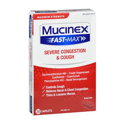 Mucinex, Fast Max Severe Congestion & Cough Caplets, 20 Caplets