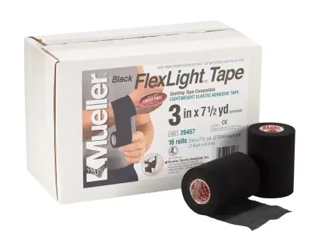 Mueller FlexLight – Athletic Tape Easy Tear Elastic Adhesive 3 Inch X 7-1/2 Yard Black NonSterile – 26457