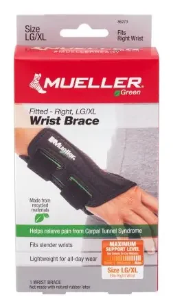 Mueller Green – Wrist Brace Plastic / Spandex Right Hand Black Large / X-Large – 86273