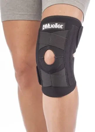 Mueller Self-Adjusting Knee Stabilizer – Knee Stabilizer One Size Fits Most Hook and Loop Strap Closure 14 to 20 Inch Above the Knee Circumference Left or Right Knee – 6463