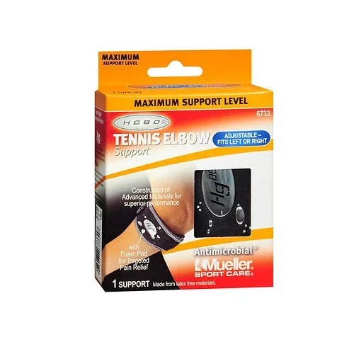 Mueller Sport Care, Tennis Elbow Support Black One Size, 1 Count