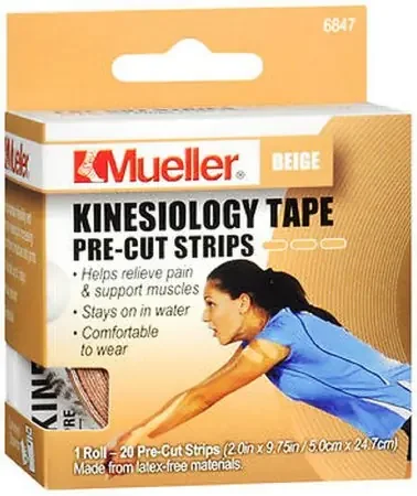 Mueller Sports Medicine – Kinesiology Tape Pre-Cut Adhesive 2 Inch X 5 Yard Beige NonSterile – 6847-1