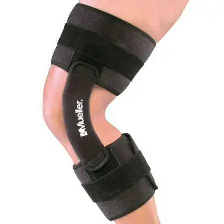 Muellerhinge 2100 – Knee Brace One Size Fits Most Hook and Loop Strap Closure Up to 26 Inch Thigh Circumference / Up to 18 Inch Calf Circumference Left or Right Knee – 551063
