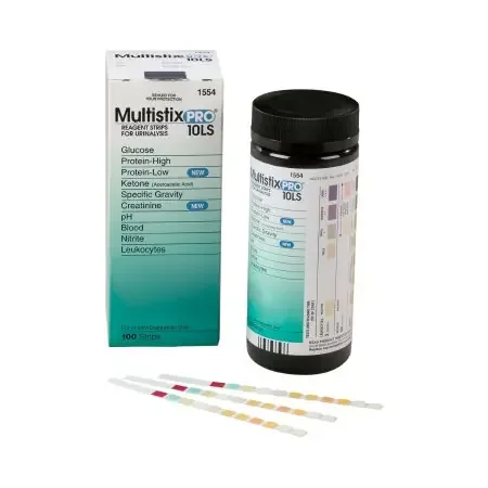Multistix – Urinalysis Test Blood, Creatinine, Glucose, Ketone, Leukocyte, Nitrite, pH, Protein, Specific Gravity 100 per Bottle – 10331147