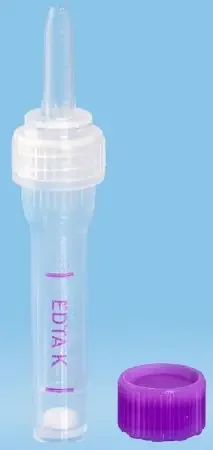 Multivette – Capillary Blood Collection Tube Flat Bottom K3 EDTA Additive 8 X 48 mm 600 µL Violet Screw Cap Polypropylene Tube – 15.1671.100