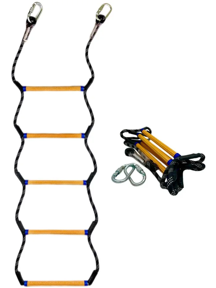 MVBouresu Boat Rope Ladder, Heavy Duty Climbing Rope 450Lbs Strength, 14mm Reinforced Polyester Line, Rigid Resin Step Design, Outdoor Ladder for Inflatable Boat, Kayak, Motorboat, Canoeing (5 Step)