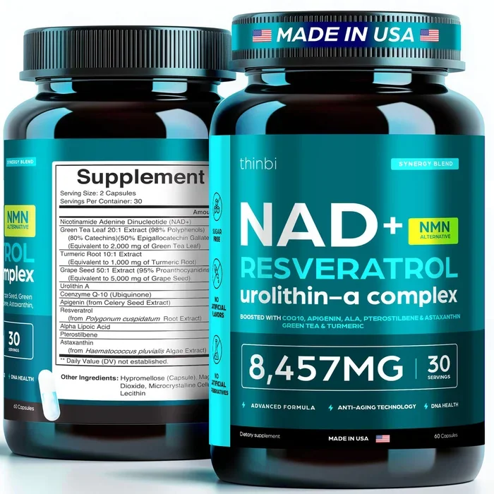 NAD Supplement 8,457 mg Extra Strength NMN Alternative Liposomal, Green Tea + Astaxanthin for Women & Men, Resveratrol, CoQ10, Alpha Lipoic Acid – Energy Anti-Aging,Cell Regeneration –30-Day