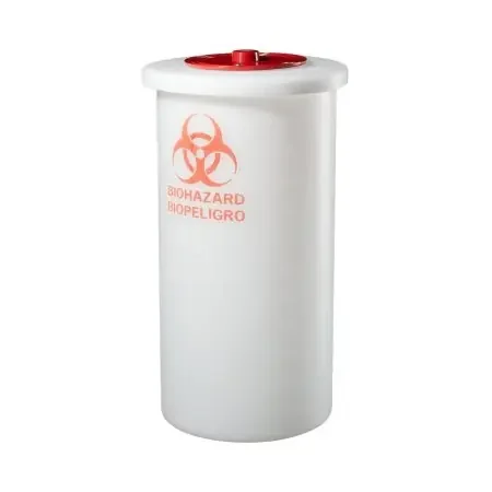 Nalgene – Biohazard Waste Container 29 H X 13-1/4 Diameter Inch 15 Gallon White Base / Red Lid Vertical Entry Port Lid – 6370-0015