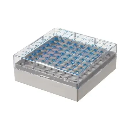 Nalgene – Cryo Storage Box 2 X 5-1/2 X 5-1/2 Inch Gray Polycarbonate 81 Vial Capacity – 867013-0244
