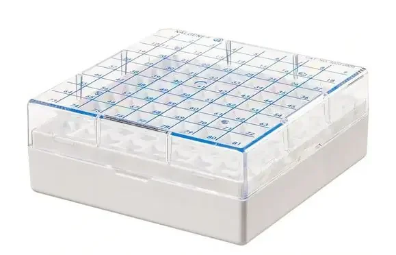 Nalgene – Cryo Storage Box 2 X 5-1/4 X 5-1/4 Inch White Polycarbonate 81 Vial Capacity – 5026-0909