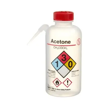 Nalgene Right-to-Know – Safety Wash Bottle Acetone Label / Vented LDPE / Polypropylene 500 mL (16 oz.) – 2436-0501