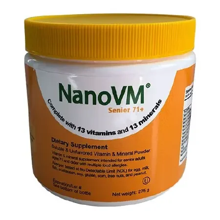 NanoVM Senior 71+ – Vitamin and Mineral Oral Supplement Unflavored 275 Gram Jar Powder – 1171