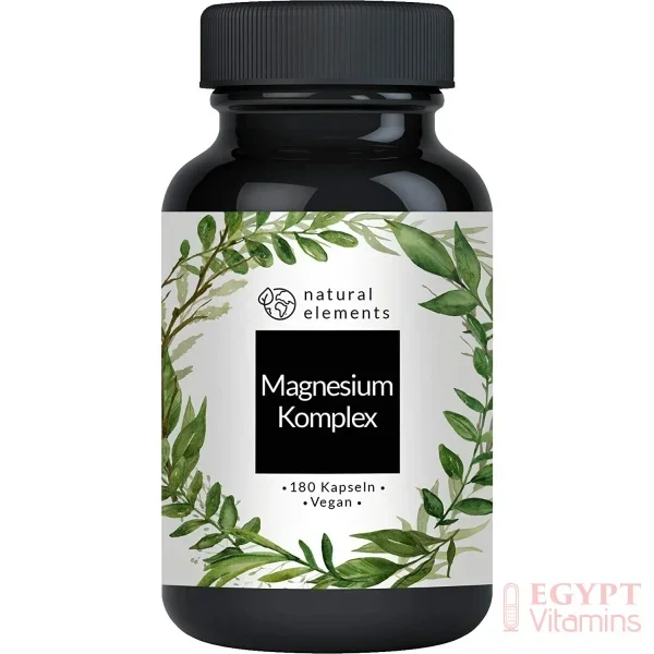 Natural Elements Premium Magnesium Complex Made from 5 High-Quality Compounds, 400 mg Elemental Magnesium Per Daily Doseناتشرال اليمنتس خليط الماغنسيوم لصحة القلب والمخ والأوعية الدموية،180 كبسولة