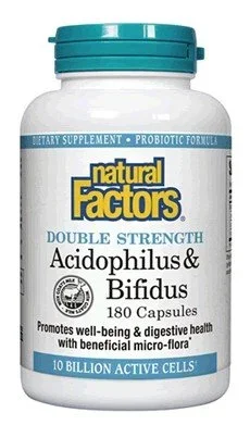 Natural Factors Acidophilus & Bifidus 10 Billion Double Strength 180 Capsule