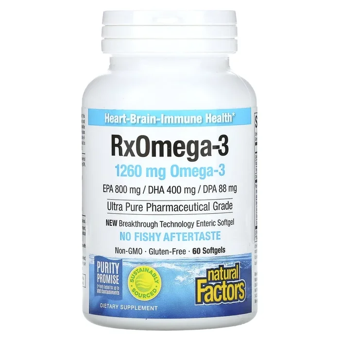 Natural Factors, RxOmega-3, 630 mg, 60 Softgels