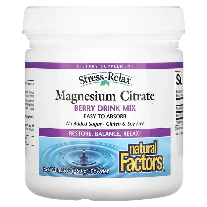 Natural Factors, Stress-Relax, Magnesium Citrate, Berry, 8.8 Oz