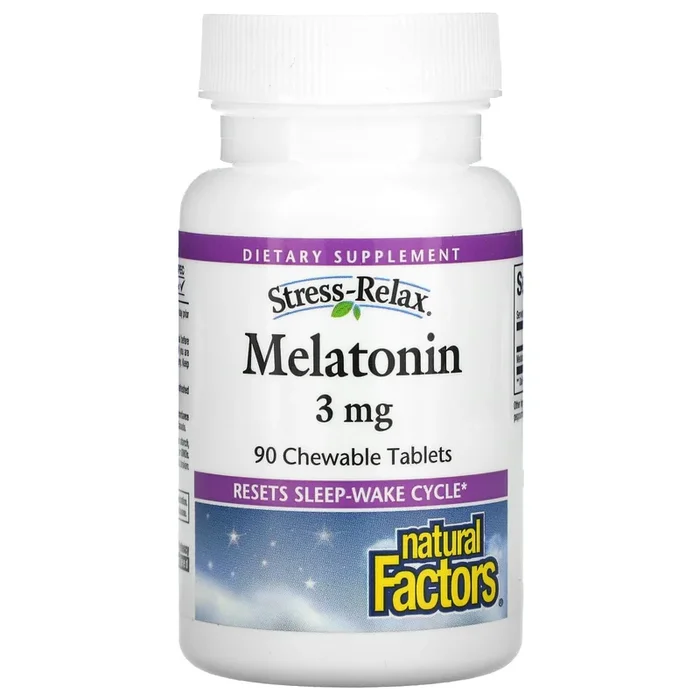 Natural Factors, Stress-Relax, Melatonin, 3 mg, 90 Chewables