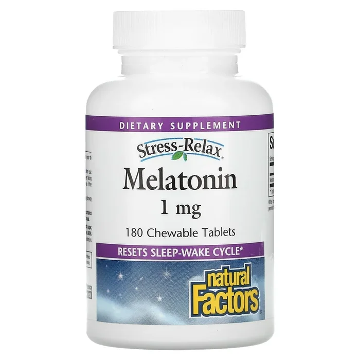 Natural Factors, Stress-Relax® Melatonin 1 mg Chewable, 180 Tablets