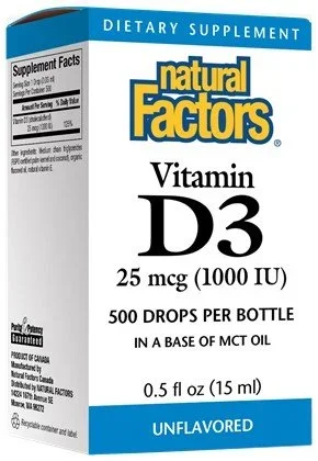 Natural Factors Vitamin D3 1000 IU 0.5 oz Liquid