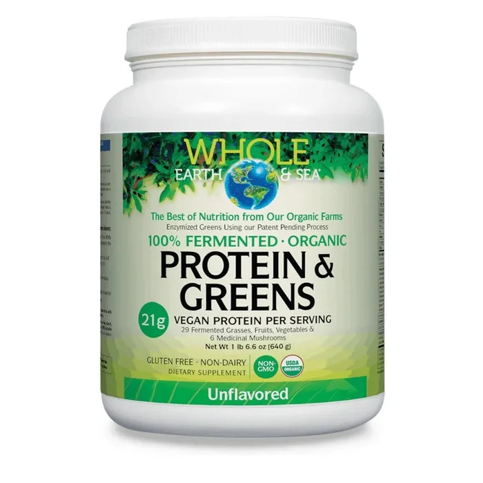 Natural Factors, Whole Earth & Sea Fermented Organic Protein & Greens, Unflavored, 1.6 lb (640 g)