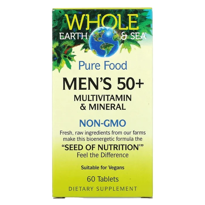 Natural Factors, Whole Earth & Sea Men’s 50+ Multivitamin & Mineral, 60 Tablets