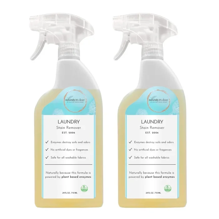 naturally it’s clean Laundry Stain Remover, Spray and Odor Eliminator | Enzyme Powered and Fabric Safe | Removes Coffee, Grease, Makeup, Ink, Wine, and all Odors | 2 Pack