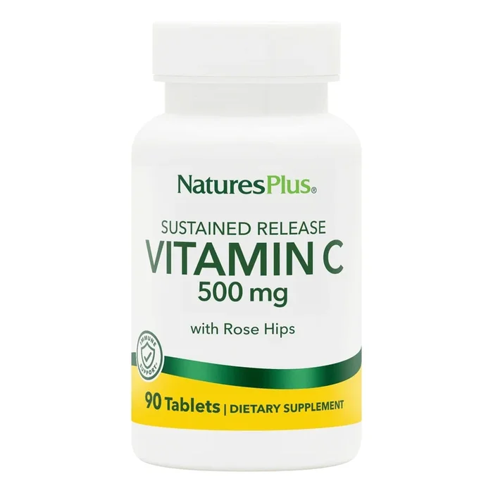 Nature’s Plus Vitamin C-500 mg with Rose Hips Sustained Release Tablets 90 Tablets