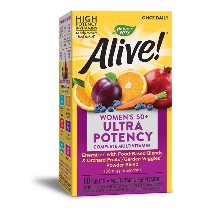 Nature’s Way Alive!? Once Daily Women’s 50+ Multivitamin, Ultra Potency, Food-Based Blends (60 mg per serving), 60 Tablets