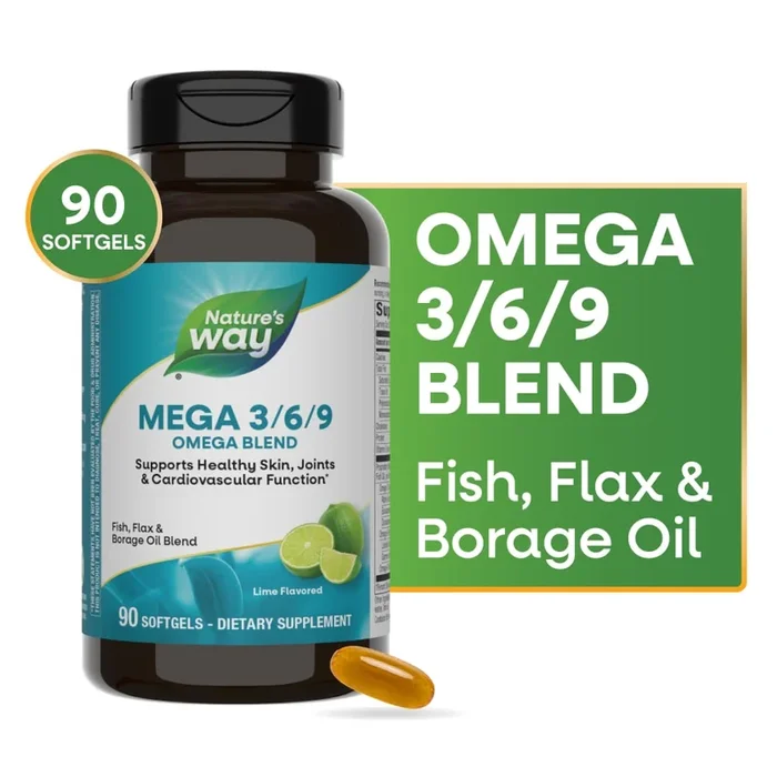 Nature’s Way Mega 3/6/9 Omega Blend Lime Flavor 90 Softgels