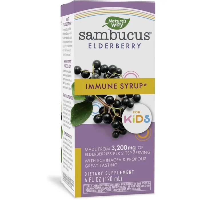Nature’s Way Sambucus Elderberry Immune Syrup for Kids – 4 Oz.