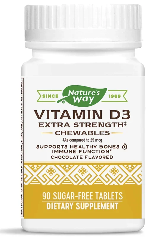 Nature’s Way Vitamin D3 Extra Strength, Chocolate, Sugar-Free Chewable Tablets