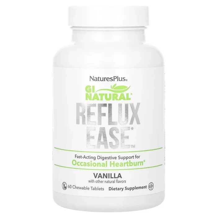 Nature’s Plus, Gi Natural, Reflux Ease, Vanila, 60 Chewable Tablets