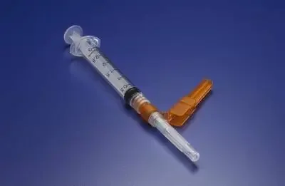 Needle-Pro – Syringe with Hypodermic Needle 3 mL 22 Gauge 1-1/2 Inch Regular Wall Hinged Safety Needle – 4234