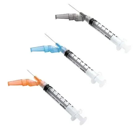Needle-Pro EDGE – Syringe with Hypodermic Needle 3 mL 23 Gauge 1 Inch Regular Wall Hinged Safety Needle – 432310