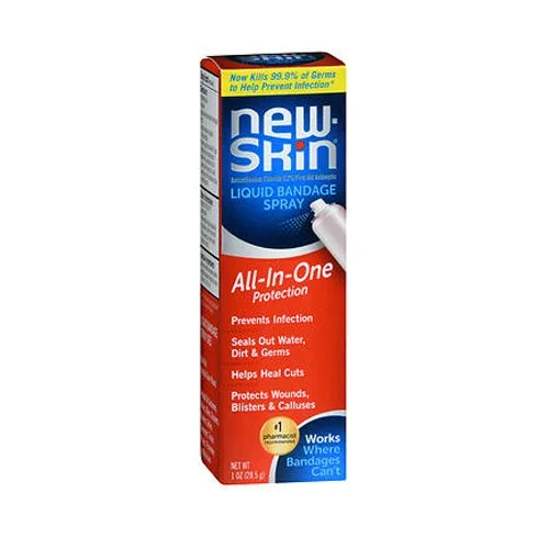 New-Skin, Benzethonium Chloride 0.2% First Aid Antiseptic Liquid Bandage Spray, 1 Oz