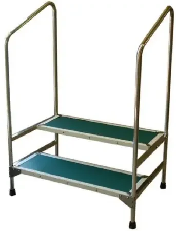 Newmatic Medical – Step Stool with Handrail MRI 2 Steps Steel Frame 8 Inch Step Height – 11490