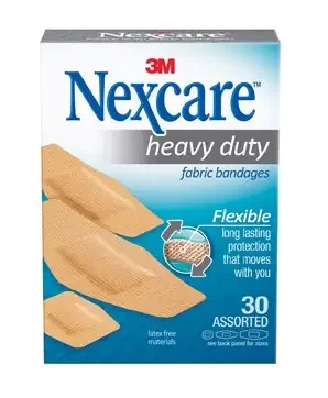 Nexcare Heavy Duty – Adhesive Strip 15/16 X 1-1/8 Inch / 7/8 X 2-1/4 Inch / 1-1/8 X 3 Inch Fabric Rectangle Tan Sterile – 665-30PB