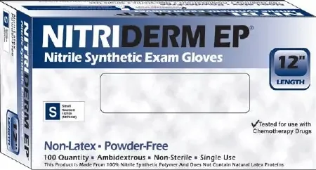 NitriDerm EP – Exam Glove X-Large NonSterile Nitrile Extended Cuff Length Fully Textured Blue Chemo Tested – 182350