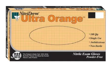 NitriDerm Ultra Orange – Exam Glove Medium NonSterile Nitrile Standard Cuff Length Fully Textured Orange Not Chemo Approved – 199200