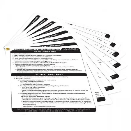 North American Rescue – Combat Casualty Reference Card 0.5 X 5 X 6 Inch, With Grommet, 3 oz. Weight – ZZ-0057