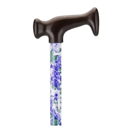 Nova Ortho-Med – T-Handle Cane Aluminum 28 to 39 Inch Height Lilacs and Green Leaves Print – 2014