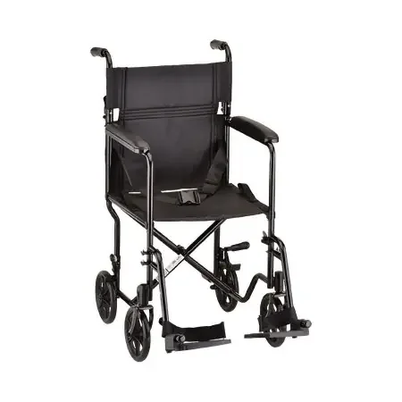 Nova Ortho-Med – Transport Chair Steel Frame 300 lbs. Weight Capacity Full Length / Fixed Height Arm Black Upholstery – 319BK