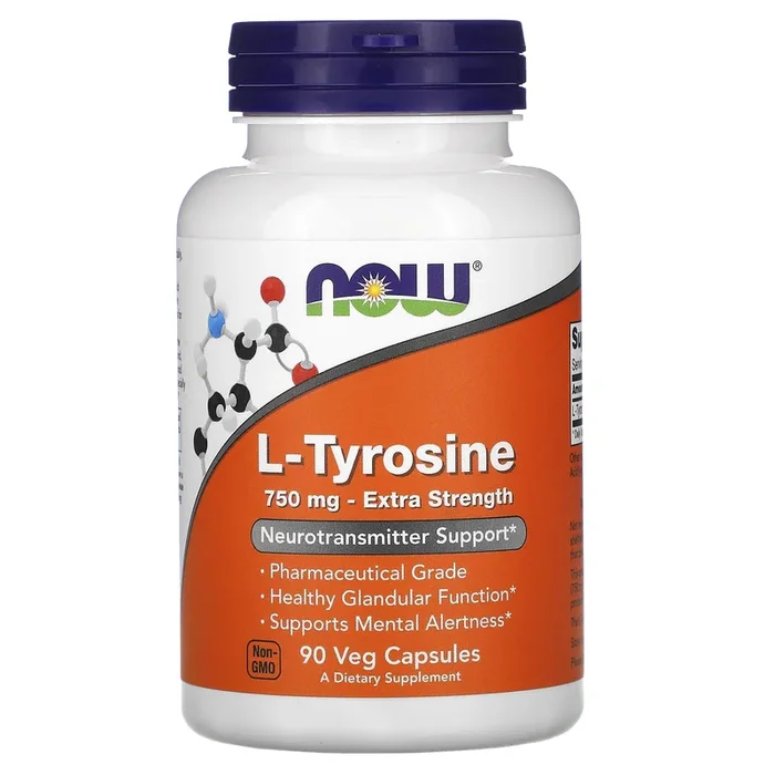 Now Foods, L-Tyrosine, Extra Strength, 750 mg, 90 Vegetarian Capsules