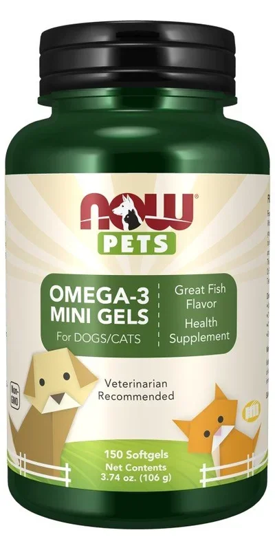 Now Foods Pets-Omega-3 Mini Gels-For Dogs & Cats 150 Softgel