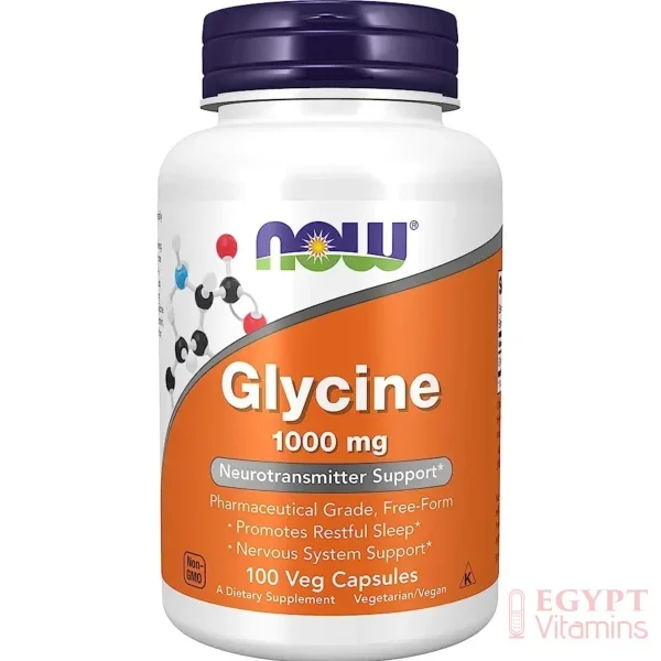 NOW Supplements, Glycine 1,000 mg Free-Form, Neurotransmitter Support*, 100 Veg Capsules