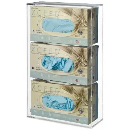 Omnimed – Glove Box Dispenser Wall Mounted 3-Box Capacity Clear 12 W X 5 D X 19 H Inch Acrylic – 305365