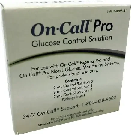 On Call Pro – Blood Glucose Control Solution Blood Glucose Testing 3 X 2 mL Level 1 Level 2 Level 3 – 755831